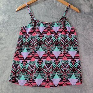 LA Hearts Womens XS Cami Tank Top Aztec Geometric Festival Sleeveless Multicolor